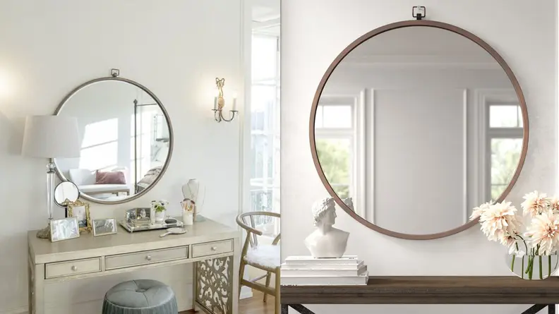 round mirror on the wall