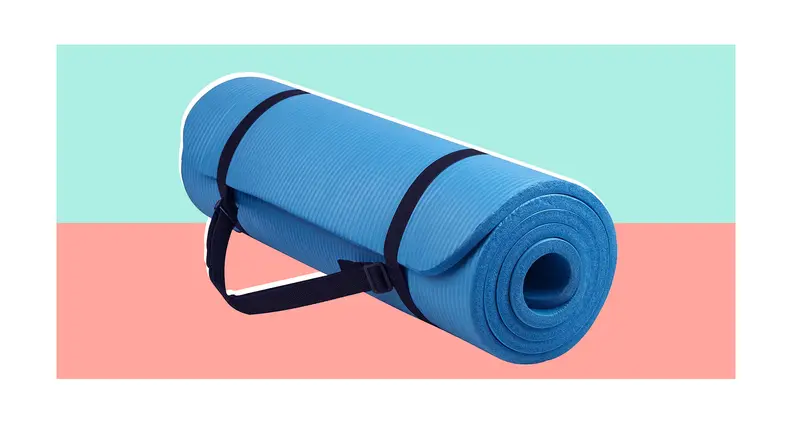 Blue cushioned yoga mat from BalanceFrom.