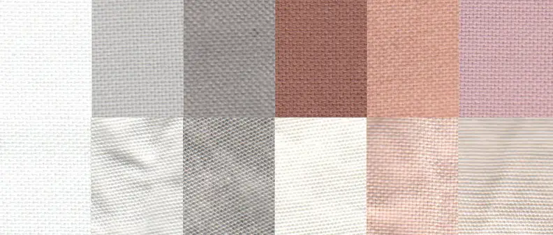 An example of a before and after test stain results using the Normal cycle. From left to right: control, sweat, dirt, blood, cocoa, and red wine.