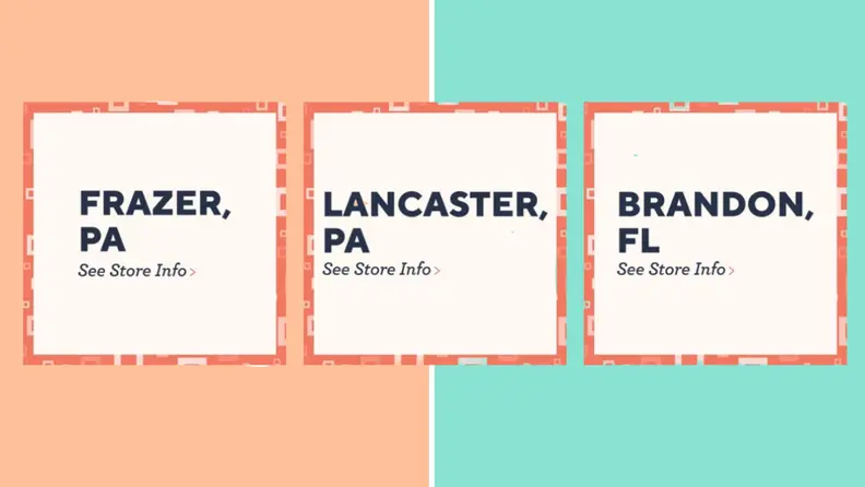 An image of the listings for several QVC outlet locations.