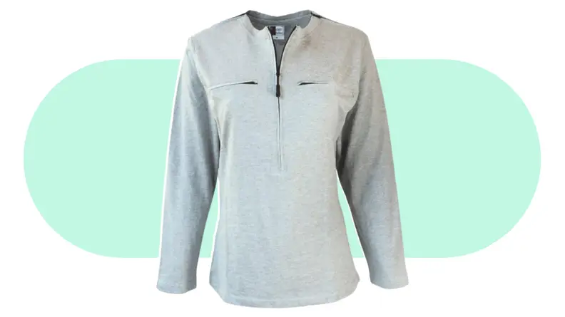 A gray Port Access Chemo Shirt.