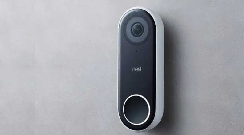 Nest Hello Video Doorbell against gray wall