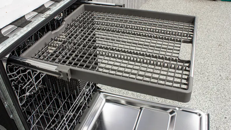 Third rack of a KitchenAid KDTE234GPS dishwasher.