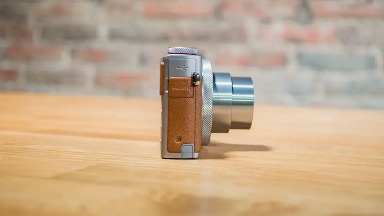 The Canon G9 X Mark II has a slim profile with just a control ring and an extended lens when turned on.