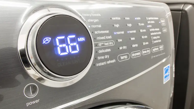 Dryer displaying time