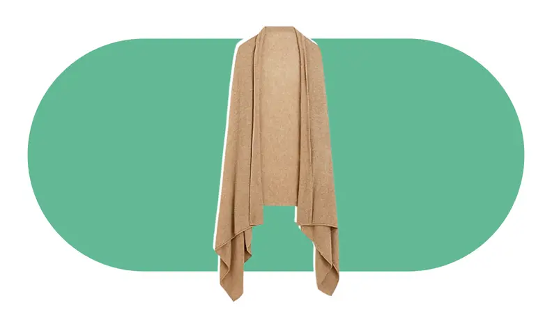 A tan oversized cashmere scarft.
