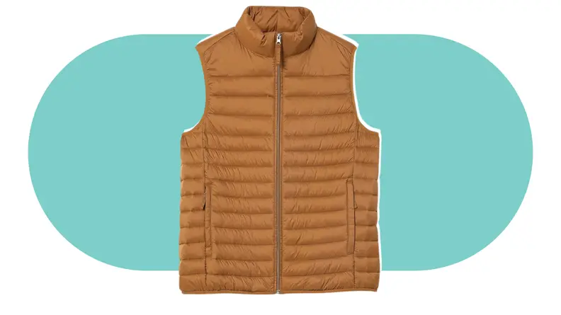 A brown puffer vest.