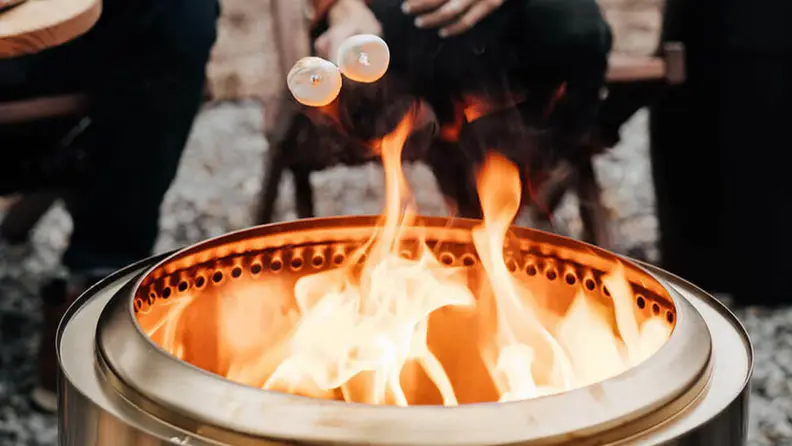 Close up of the open flame of the Solo Stove Bonfire.