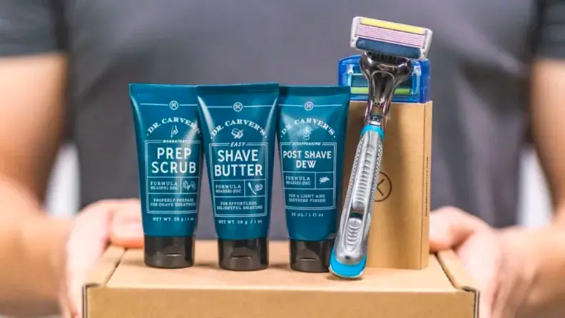 A collection of Dollar Shave Club creams.