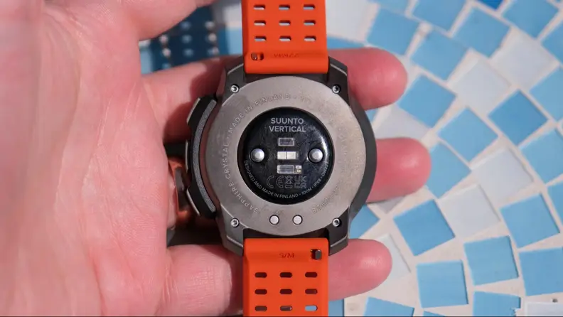 The back of a Suunto Vertical Titanium Solar Watch