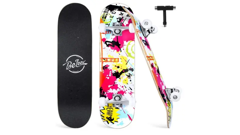 A multi-color skateboard