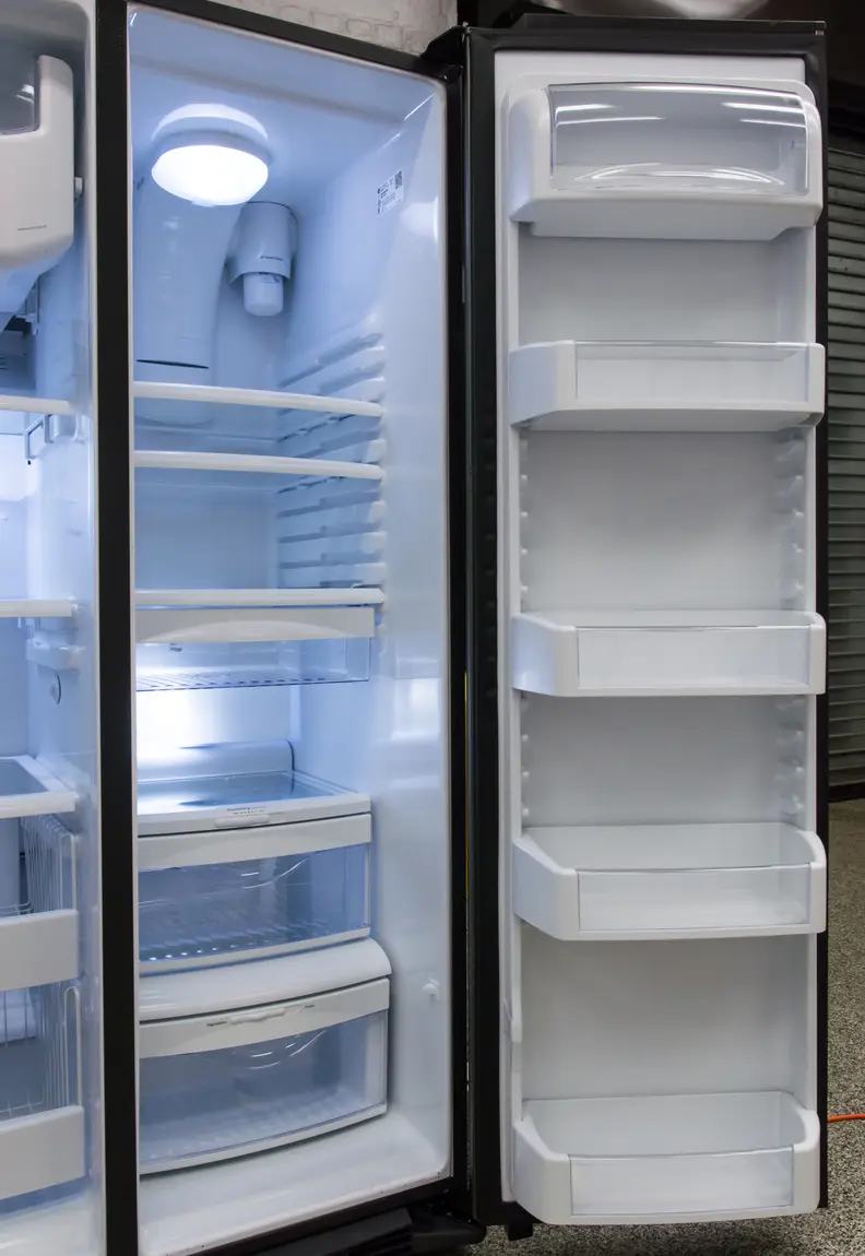 Gallon milk and juice containers fit nicely into the door, and you can move the shelves as needed
