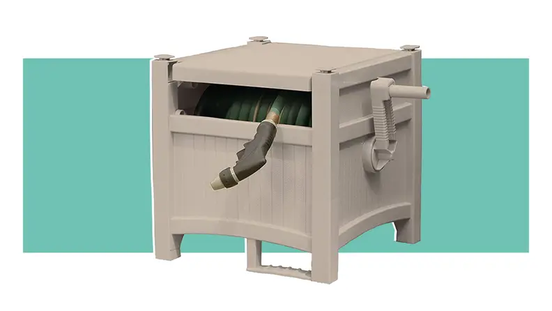 Product shot of the Suncast Resin Outdoor Hideaway box.