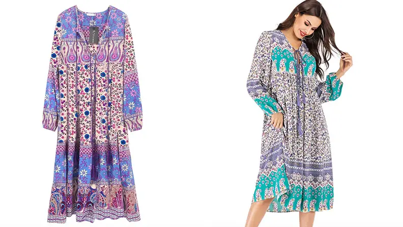 Woman's colorful printed cotton dress.