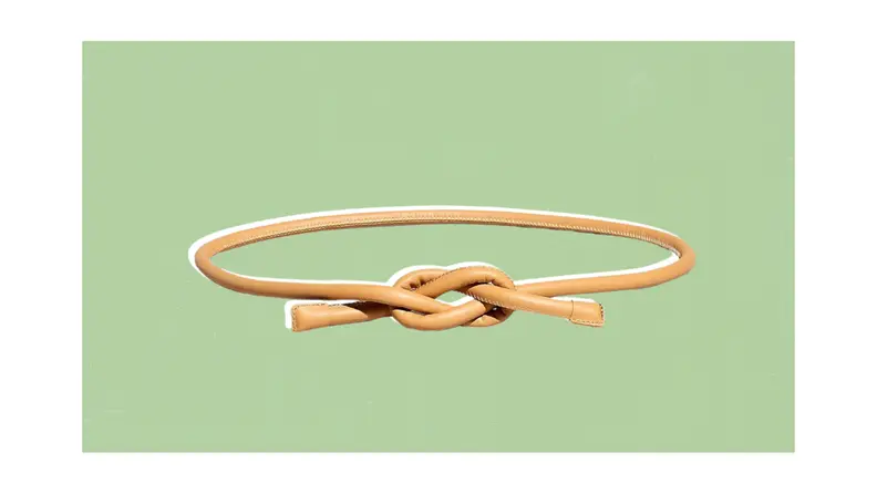 A simple tubular leather belt that ties to close.