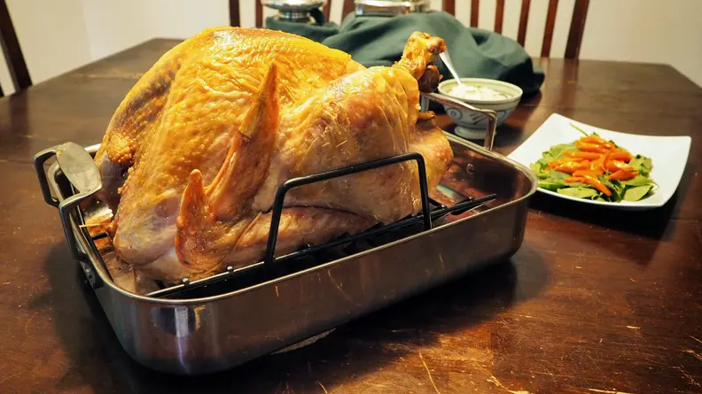 The Viking 3-ply roasting pan came out top in our testing.