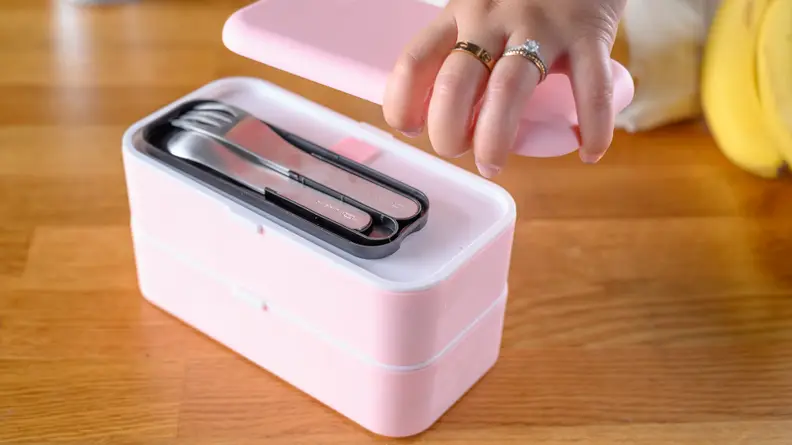 The Nomad cutlery set fits right under the cover.