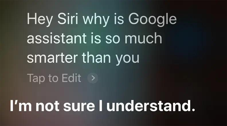screenshot of Siri not understanding