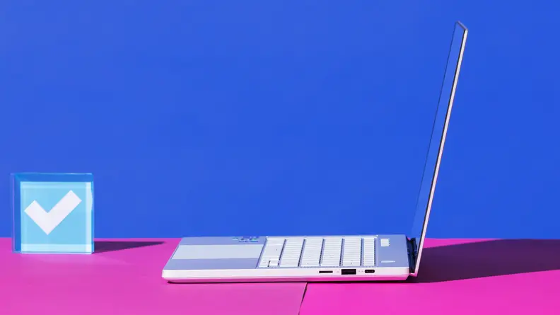 A side shot of the laptop.