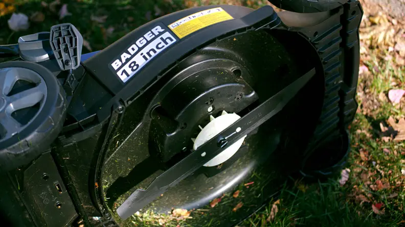 The blade of a lawn mower