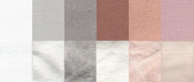 An example of a before and after test stain results using the Normal cycle. From left to right: control, sweat, dirt, blood, cocoa, and red wine.