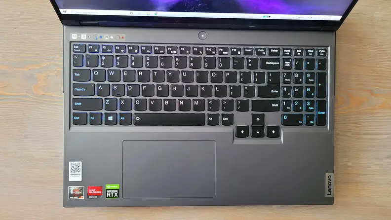 Top-down view of a laptop's keyboard