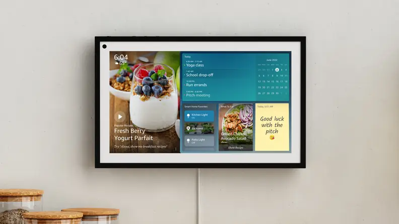 A wall-mounted Echo Show 15.