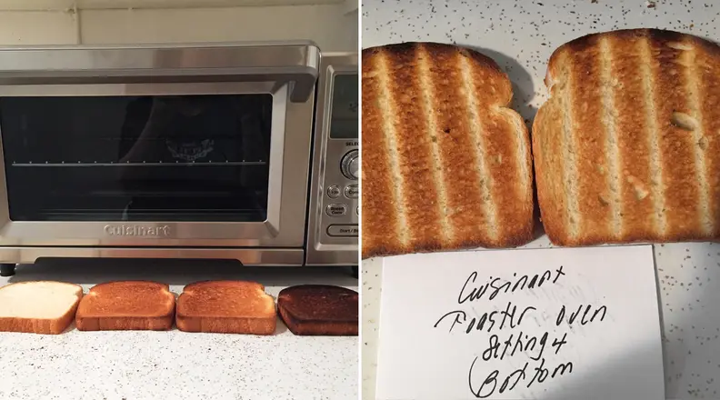 Results of bread toasting in a Cuisinart toaster oven.