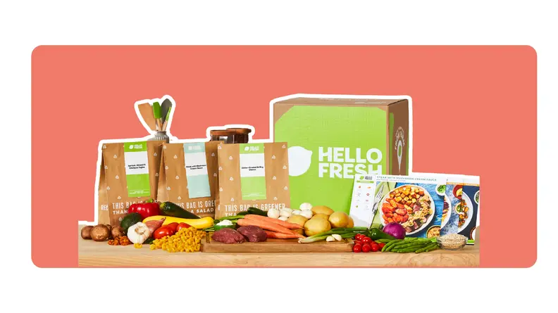 A box of food from our best meal delivery service, HelloFresh