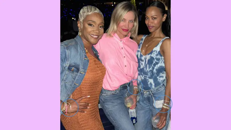 cameron Diaz, Tiffany Haddish, and Zoe Saldaña posing together