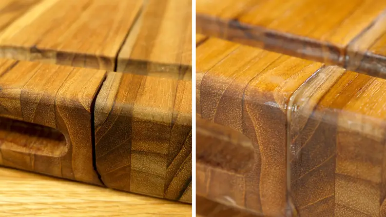 A splitting cutting board will only get worse, but once glued it should hold up for a long time to come.
