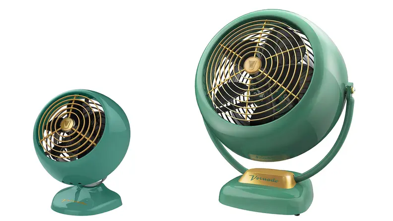 The Vornado VFAN Mini Classic and Vornado VFAN Sr. desk fans.