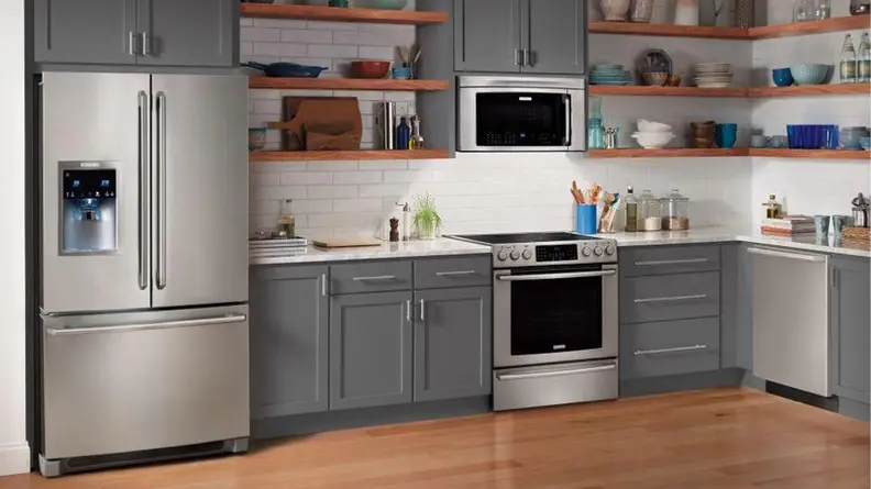 The Electrolux EI30EF45QS electric range installed in a kitchen.