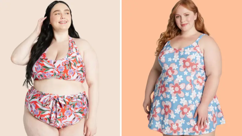 Models wearing plus size swimwear