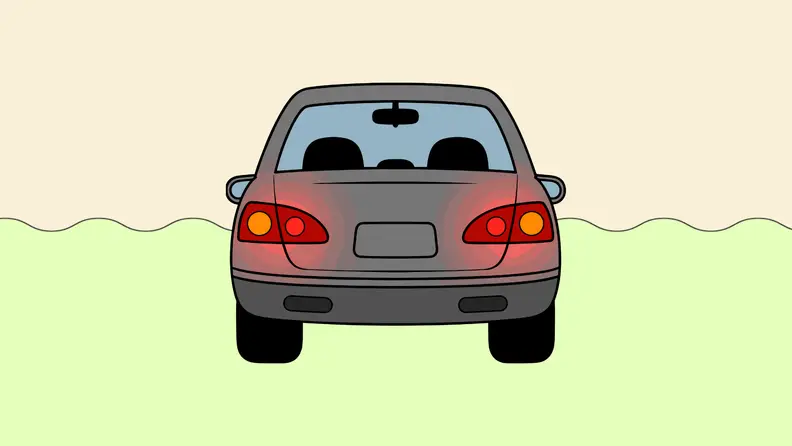 A car  on a yellow and green background