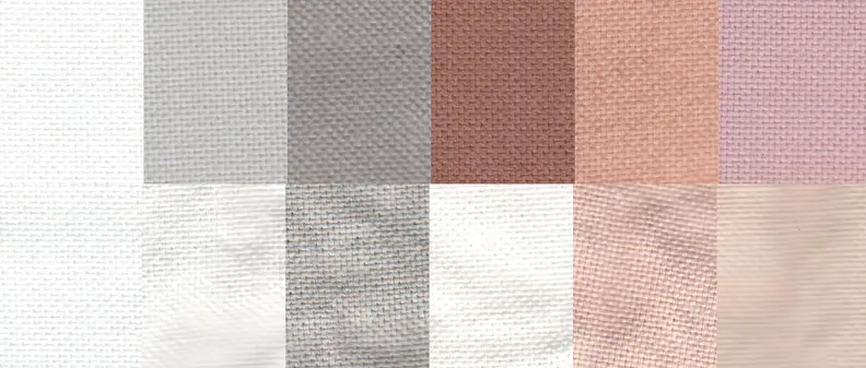 Before and after test stain results using the Normal cycle. From left to right: control, sweat, dirt, blood, cocoa, and red wine.