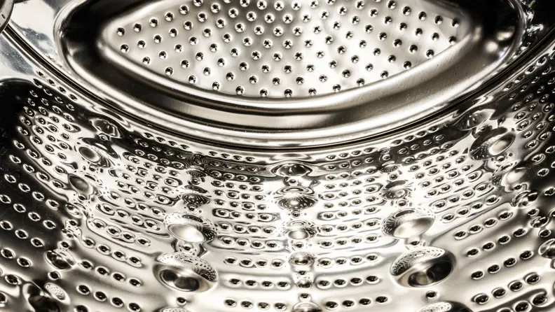 The 4.5-cu.-ft. drum is covered in bubbles that help scrub clothes without destroying them.