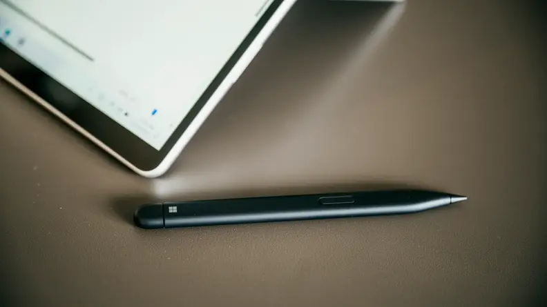 A close-up of Microsoft's Slim Pen 2, the Pro 8's stylus.
