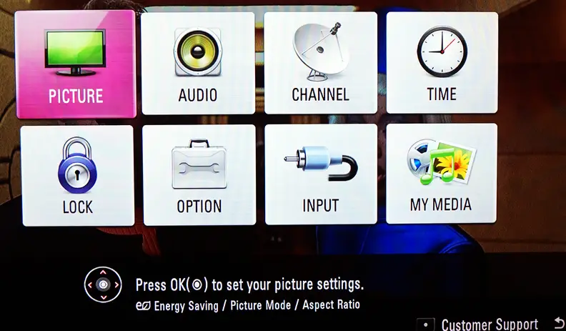 LG 50LF6000 menu interface Picture Audio Network