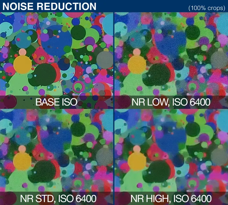 100% crops of a noise chart taken by the Canon G3 X.