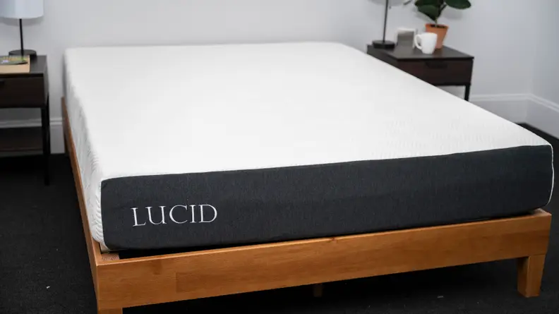 the lucid mattress on a bed frame