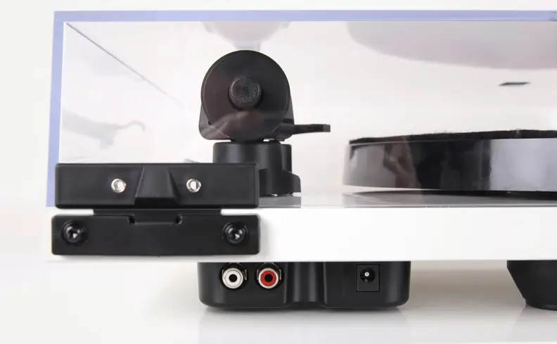 The backside of a turntable