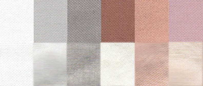 Before and after test stain results using the Normal cycle. From left to right: control, sweat, dirt, blood, cocoa, and red wine.