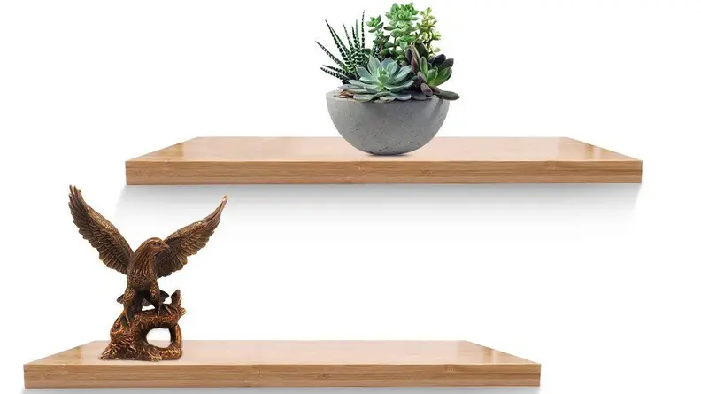Wall shelves hold your favorite souvenirs