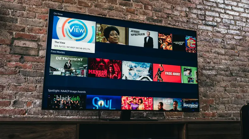 A photo of a menu found on the Samsung QN85A's smart platform