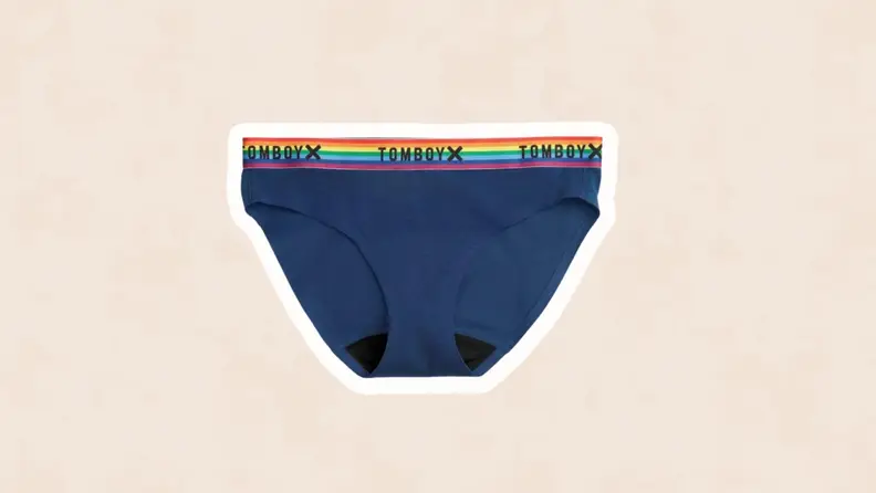 navy blue underwear with rainbow band
