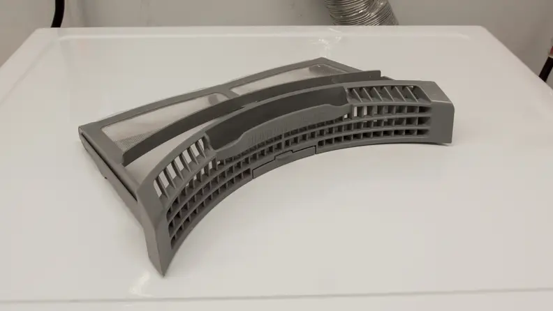 The Samsung DV42H5200EW dryer lint filter is two-sided, and easy to open