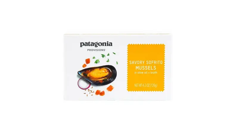 A package of Patagonia Provisions' mussels against a white background.