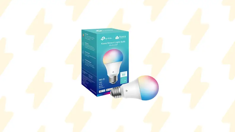 A lightbulb on a background with lightning bolts