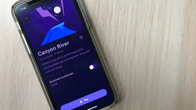 a phone showing a close up of a headspace soundscape